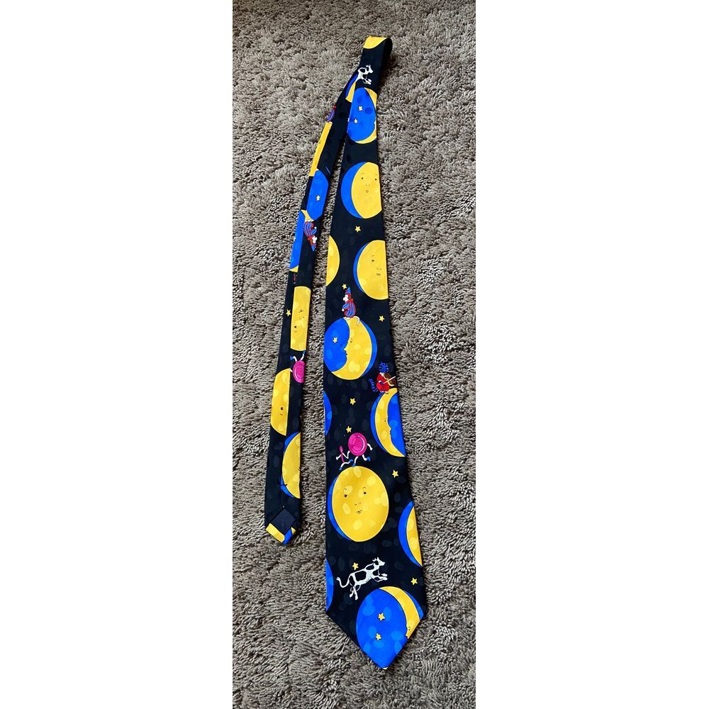 Vtg 90s Addiction Hey Diddle Diddle the cat the‎ Fiddle Nursery Rhyme Silk Ties
